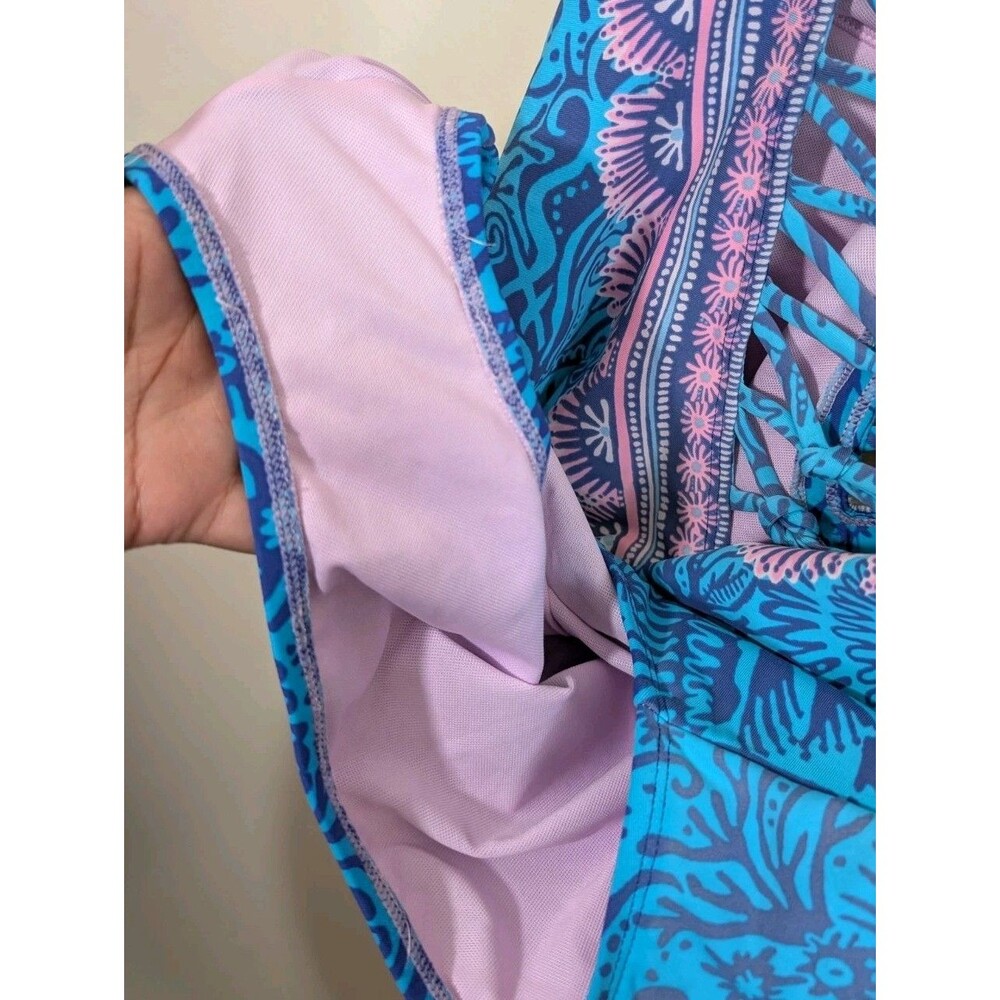 Lilly Pulitzer Lattice One Piece Swimsuit Boho Preppy Beach Vacation Size 12 - Picture 7 of 15